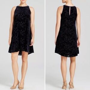 EILEEN FISHER Velvet Vines Ballet Neck A-Line Burnout Dress in Black Size 2X NWT